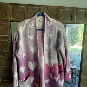 Maeve Pink Ombre Heart Open Cardigan